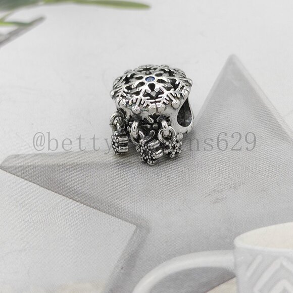 Pandora Icy Snowflake Drop Charm - Picture 7 of 8